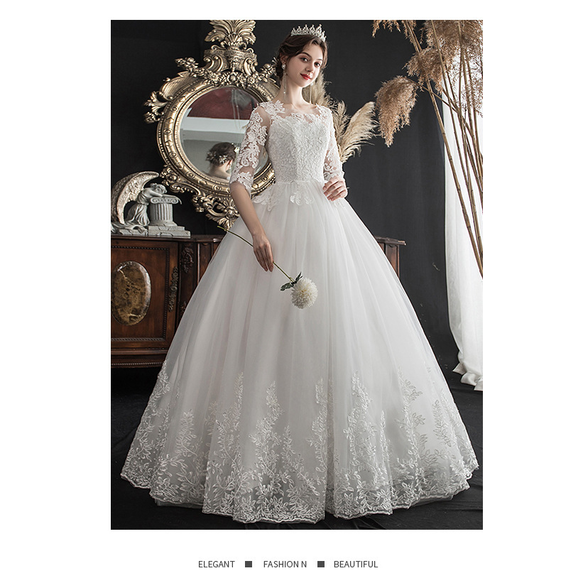 Bridal Wedding Dress Women Tulle Sleeves Maxi Prom Evening Cocktail  Gown